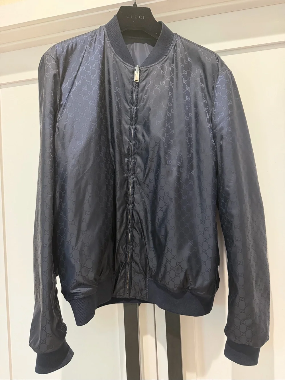 Gucci Reversible Navy Monogram Bomber Jacket